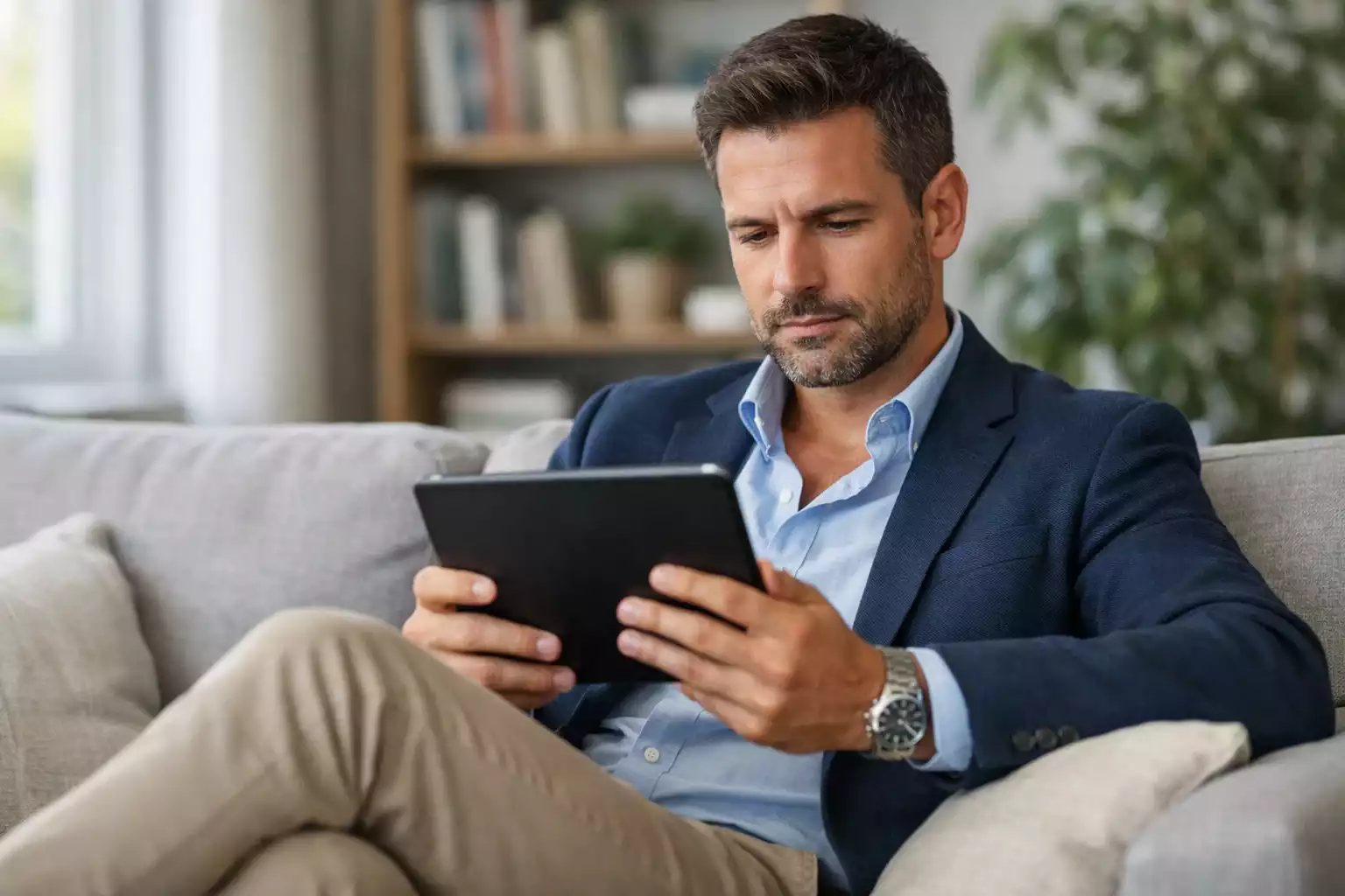 Scommettitore che studia quote su tablet